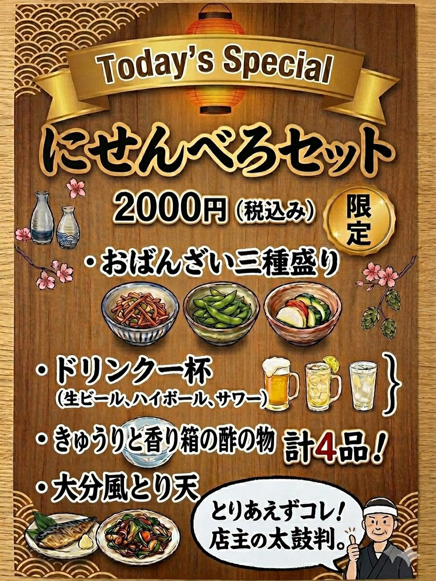 本日営業時間 18時〜深夜2時まで！【大分現地ペアリング！牟